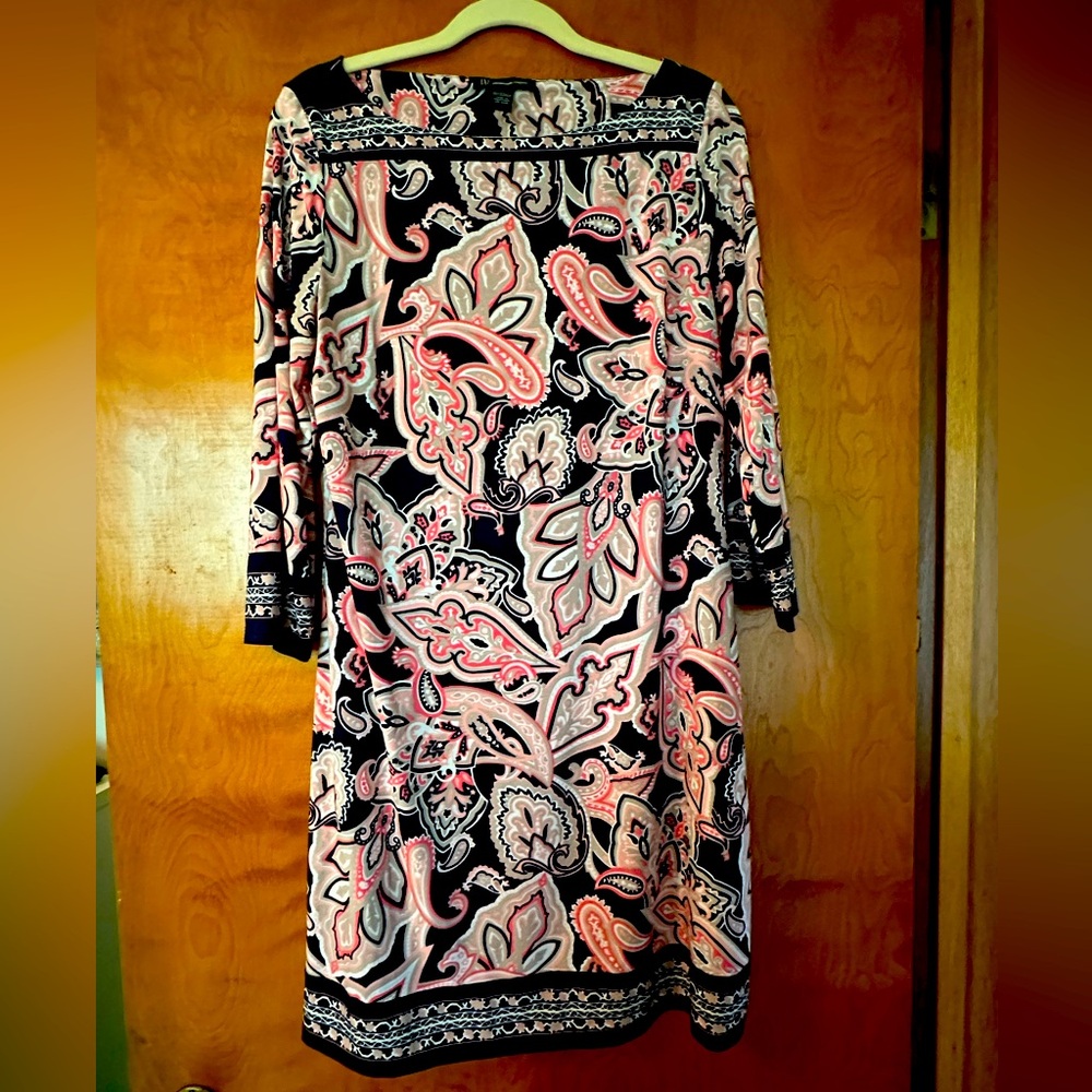 INC International Concepts Pink & Navy Paisley Dress, Lilly Pulitzer style, XL